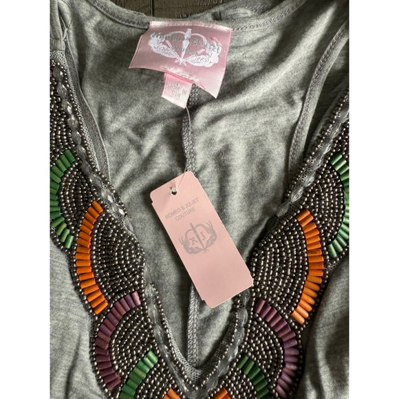 Romeo & Juliet Couture Beaded Neck Maxi Dress Heather Gray Size Large - Picture 4 of 7